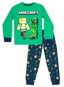 Minecraft Pyjama for Boys Cotton Long Sleeve Christmas PJ set for Kids Creeper - Picture 1 of 7
