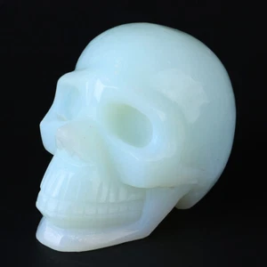 1065g 4.5" Synthetic Opal Quartz Crystal Gemstone Skull Head Carved Carving 0011 - Imagen 1 de 6