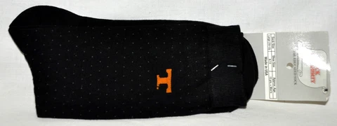 Tennessee Sock University Dress Socks Cotton Black W/ Orange T Men's Size 10-13 Cover
