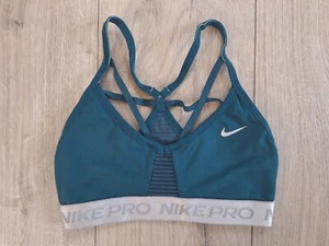 Sport-BH Gr. XS (32/34) NIKE PRO Running Bustier Trägertop Ringer petrol blau - Bild 1 von 3