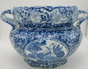 Vintage Mid 20th Century Blue and White Handled Jardinier - Picture 1 of 8