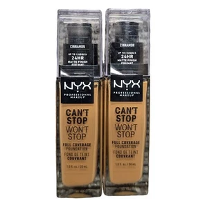 (2) NYX Can't Stop Won't Stop Full Coverage Foundation Cinnamon - Picture 1 of 4