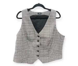 Express Editor Plaid Button Front Blazer Vest- Size XL - Picture 1 of 5