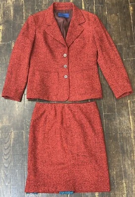 Vintage Balmain Skirt Suit, Red Tweed, See below for sizing - Image 1 of 4