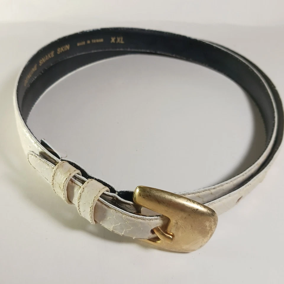 Cinto branco masculino vintage GG 100% couro genuíno pele de cobra 3/4 x 46 pol - Imagem 1 de 4