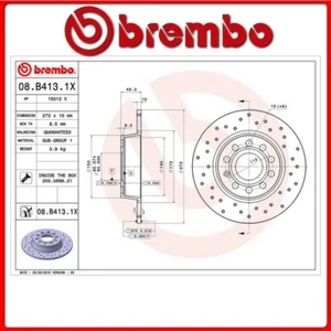 08.B413.1X#636 DISCO FRENO POSTERIORE SPORTIVO BREMBO XTRA VW GOLF VII Variant ( - Foto 1 di 1