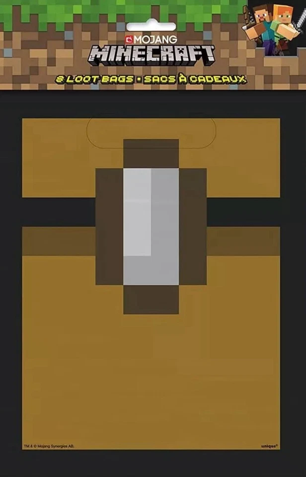 Bolsas de botín de plástico únicas de Minecraft - 8 piezas, 7" x 8,5", multicolor Foto 1 de 1