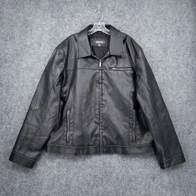 Kenneth Cole Reaction Jacket Mens 2XL XXL Black Full Zip Moto Bomber Collared - Image 1 of 4