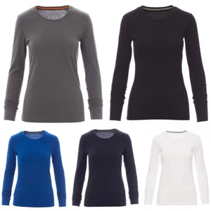 Damen Langarm T-Shirt Longsleeve Langarmshirt Baumwolle Rundhalsausschnitt Basic - Bild 1 von 13