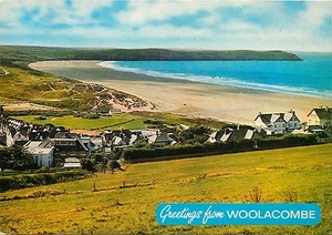 Woolacombe, United Kingdom UK Sands & Baggy Point Devon Postcard - Picture 1 of 2
