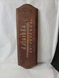 VINTAGE ORIGINAL CHRISTIAN BROTHERS BRANDY ADVERTISING THERMOMETER OAK WOOD  - Picture 1 of 7