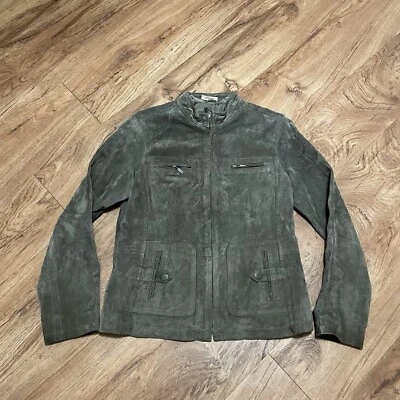 Ruff Hewn Well Worn Leather Green Jacket Womens Size Medium Southwestern Coat - Image 1 of 4