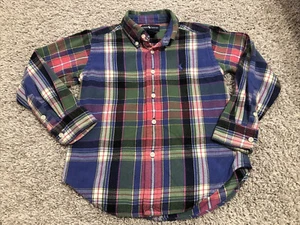 Boys RALPH LAUREN Pink Green Blue Flannel Long Sleeve Polo Shirt Size 4 - Bild 1 von 4