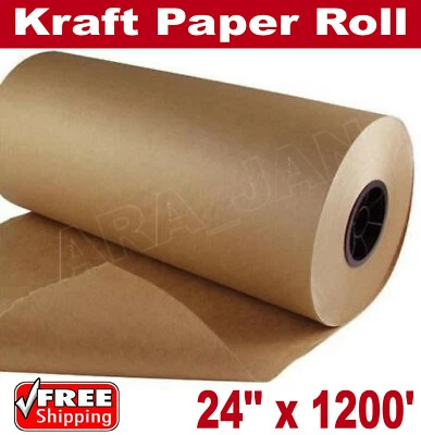24" x 1200' Brown Kraft Paper Roll 30lb Shipping Wrapping Cushioning Void Fill - Image 1 of 2