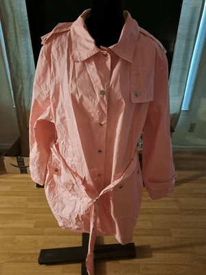 Chaqueta impermeable vintage Jaclyn Smith para mujer 3X rosa con cinturón frontal a presión Foto 1 de 4