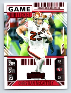 2025 Panini Contenders Football #86 Christian McCaffrey 49ers Rosso NFL - Foto 1 di 3