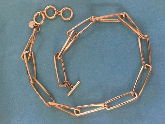 Talbots Gold Tone 20" L Modern Link Necklace, Adjustable w/ Circle & Bar Closure - Image 1 of 3