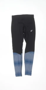 Asics Womens Black Blue Running Leggings Size S Moisture Wicking - Picture 1 of 12