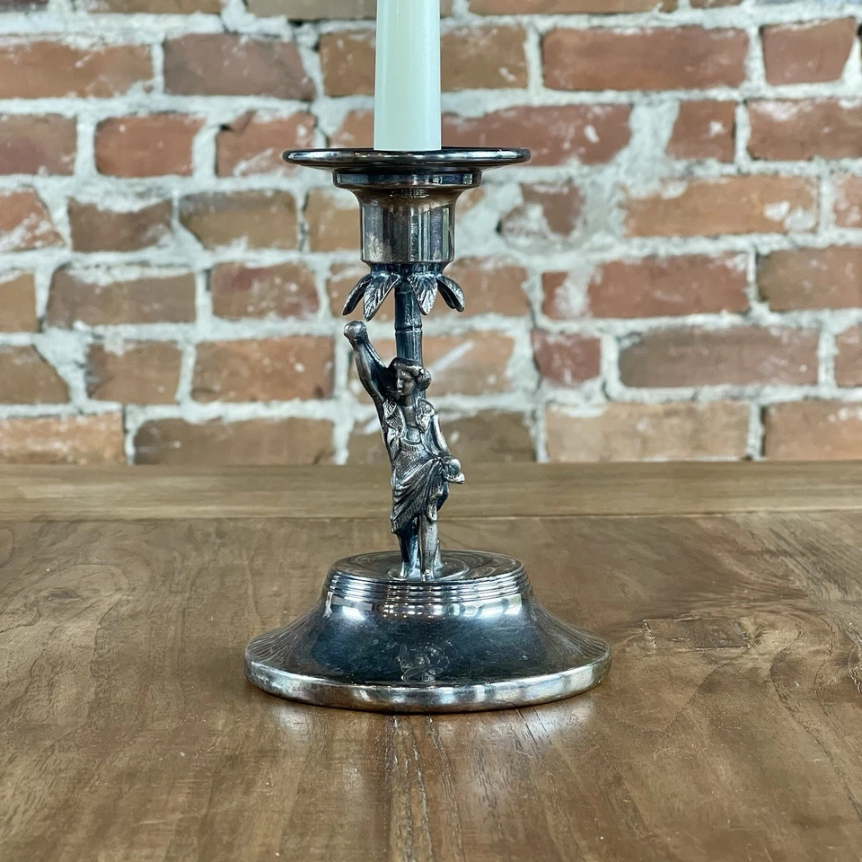 "Soporte para candelabro figurativo plateado enchapado cuádruple 6,5"" WM Rogers Mfg Co raro" Foto 1 de 4