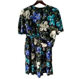 Vintage tropical floral matching coordinating shorts & top set medium size M - Picture 1 of 6