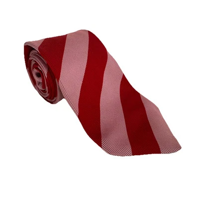 Corbata Charles Tyrwhitt inglesa siete pliegues toda seda roja y rosa a rayas Foto 1 de 4