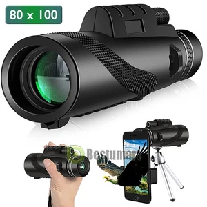 Telescopio monocular lente cámara concierto senderismo zoom 80x100 + clip para teléfono + trípode - Imagen 1 de 21