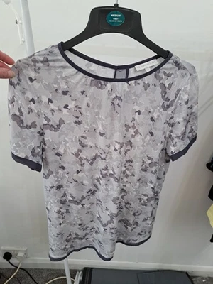 John Rocha Grey Patterned Top. Size 14. Measurements In Description - Image 1 of 4