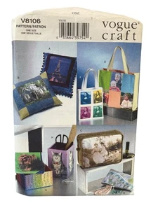Vogue Craft V8106 Sewing Pattern Tote Bags Utility Cases Pillow Covers OSZ - Picture 1 of 2
