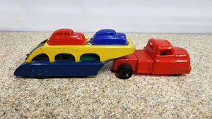 Porta auto Wyandotte vintage anni 40 con 4 auto in plastica 10,25" - Foto 1 di 12