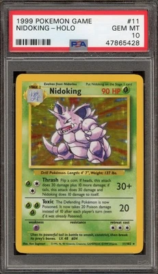 Pokemon Nidoking Base Set Unlimited Holo Rare #11 PSA 10 Gem Mint - Image 1 of 2