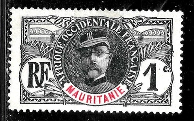 HICK GIRL-OLD MINT  FRENCH-MAURITANIA SC#1  GENERAL  LOUIS  FAIDHERBE      X6266 - Image 1 of 2