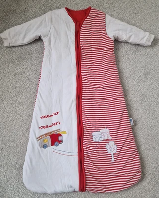 SLUMBERSAC Winter Sleeping Bag 3.5 tog, with fixed sleeves - Fire Engine Design - Image 1 of 4