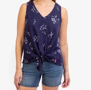 Ralph Lauren dunkelblau geblümt V-Ausschnitt Tanktop, vorne zum Binden Größe Small - Bild 1 von 4