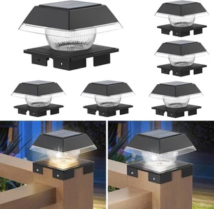 2-6X Square Fence Post Lights For 3.5x3.5 to 5.5x5.5 inch Wooden Posts Deck Cap - Picture 1 of 13