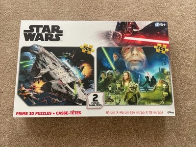 Star Wars Puzzles Pack of 2 x 500 pc Prime 3D Lenticular NIB - Image 1 of 2