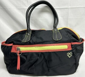 Rare Earth Black Orange Trim Zip Close Nylon Overnight or Work Bag - Picture 1 of 6