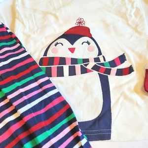 Gymboree Girl 8 Penguin Holiday Gymmies Pajamas NWT PJs Winter Red Fair Isle - Picture 1 of 2