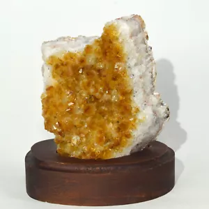 Racimo de citrino naranja de 3,9" sobre base de madera piedra de cristal druzy mineral - Brasil - Imagen 1 de 4