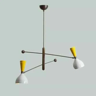 2 Arms Style Century Arms Mid Stilnovo Chandelier White & Yellow Celling Chandli - Image 1 of 4