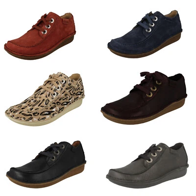 Ladies Clarks 'Funny Dream' Casual Leather Lace Up Flat Shoes - D & E Fitting - Image 1 of 4