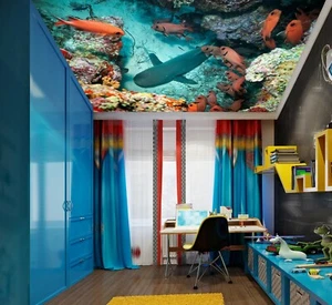 3D Sea Shark ZHU081 Ceiling Wall Paper Wall Print Decal Wall Deco Amy - Picture 1 of 5
