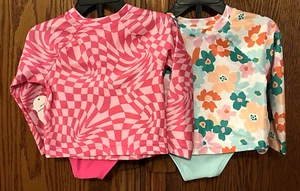 NWT baby girl 12 month swimwear long sleeve top bikini 4PC LOT rash guard UPF50+ - Picture 1 of 8