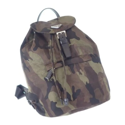 PRADA Backpack/Daypack Nylon Leather Tessuto Camouflage Khaki Unisex ISY - Image 1 of 4