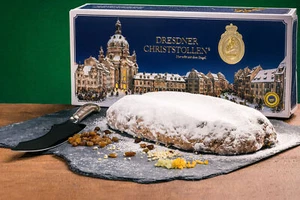 Originale-Dresdner-Christstollen® 500g in scatola blu - Foto 1 di 1