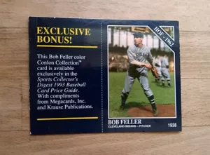Bob Feller - Conlon Collection Bonus Baseballkarte ungeschnitten 1993, Cleveland Indians - Bild 1 von 2
