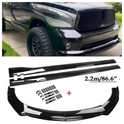 Black Front Bumper Lip Splitter Spoiler Side Skirt Body Kit For Dodge Ram 1500 - Image 1 of 4