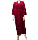 Vtg Lucie Ann Beverly Hills Kimono Robe Dressing Gown Velour Burgundy Lingerie P