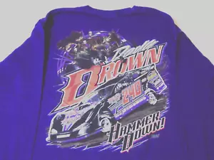 Doug Brown Racing T-Shirt Dirt Track Modified Hammer Down Purple Long Sleeve L - Picture 1 of 5