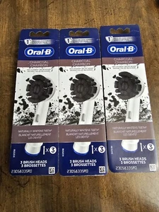 Lot Of 3 ORAL-B CHARCOAL Black Teeth Replacement Toothbrush Whitening Heads NEW - Picture 1 of 5