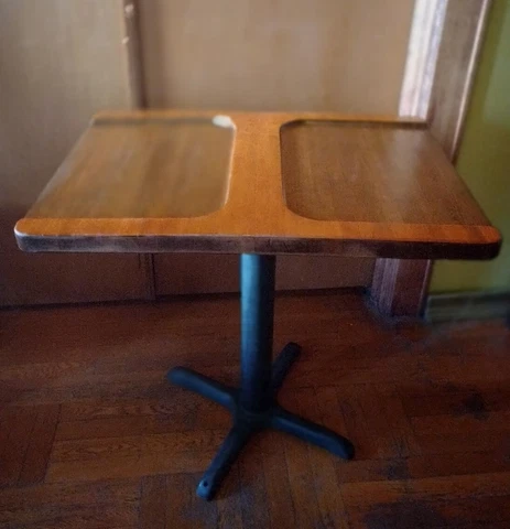 Vintage Wood Top Iron Base Bistro Diner Restaurant Table Cover
